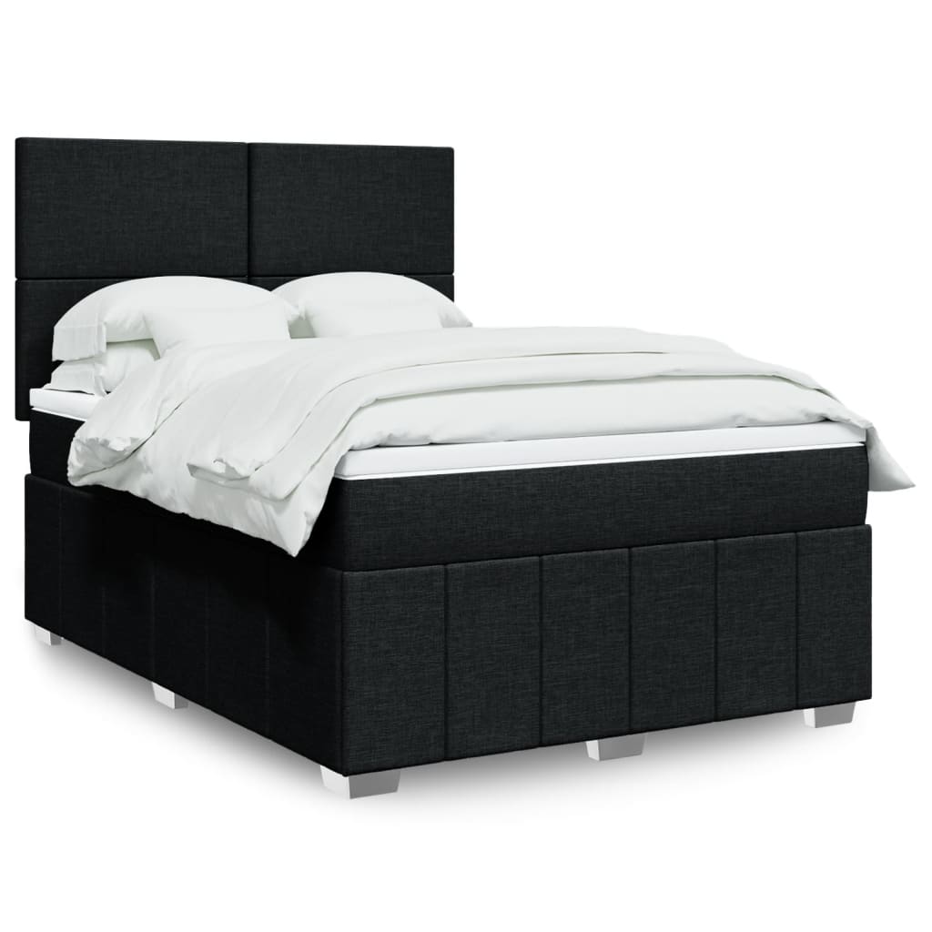 Krevet s oprugama i madracem crni 140 x 190 cm od tkanine
