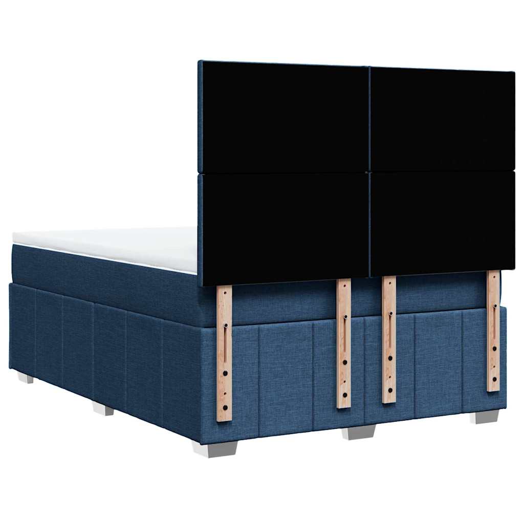 Krevet s oprugama i madracem plavi 140 x 190 cm od tkanine