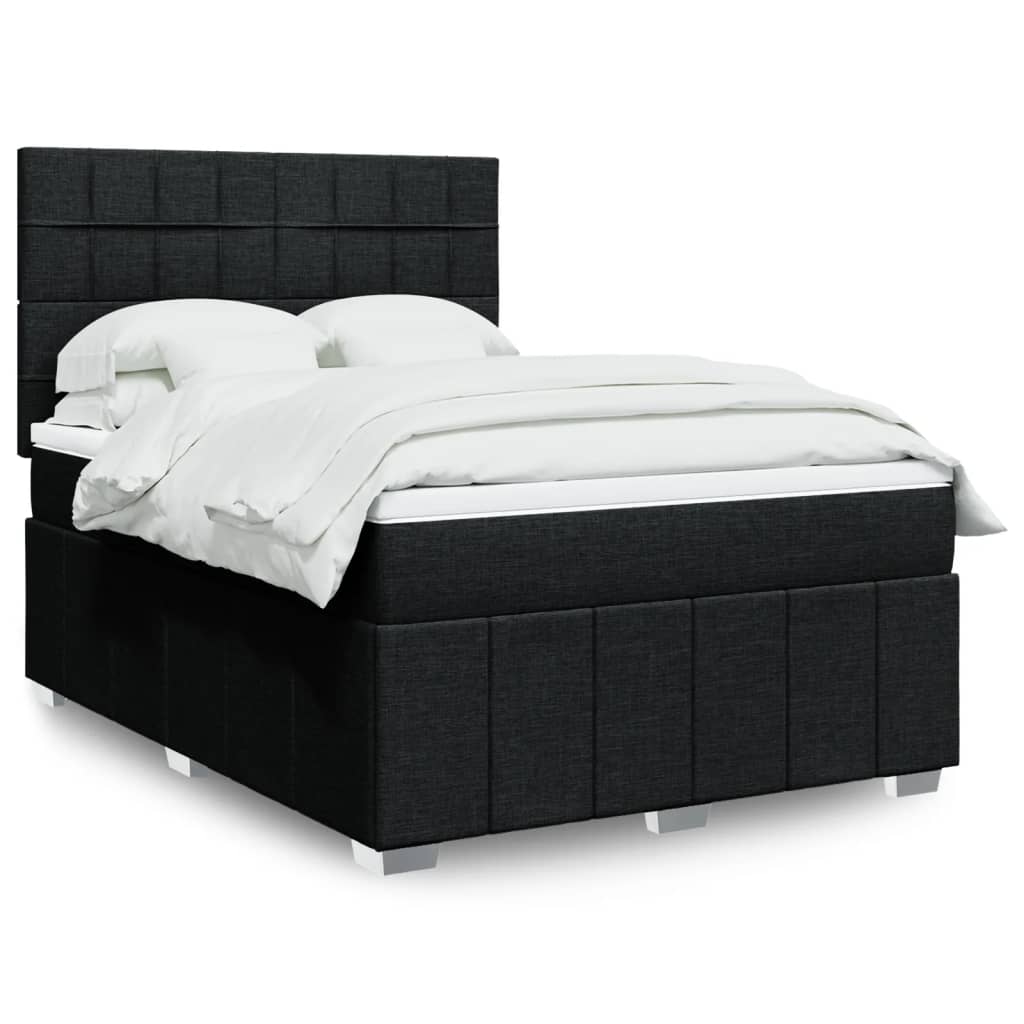 Krevet s oprugama i madracem crni 140 x 190 cm od tkanine