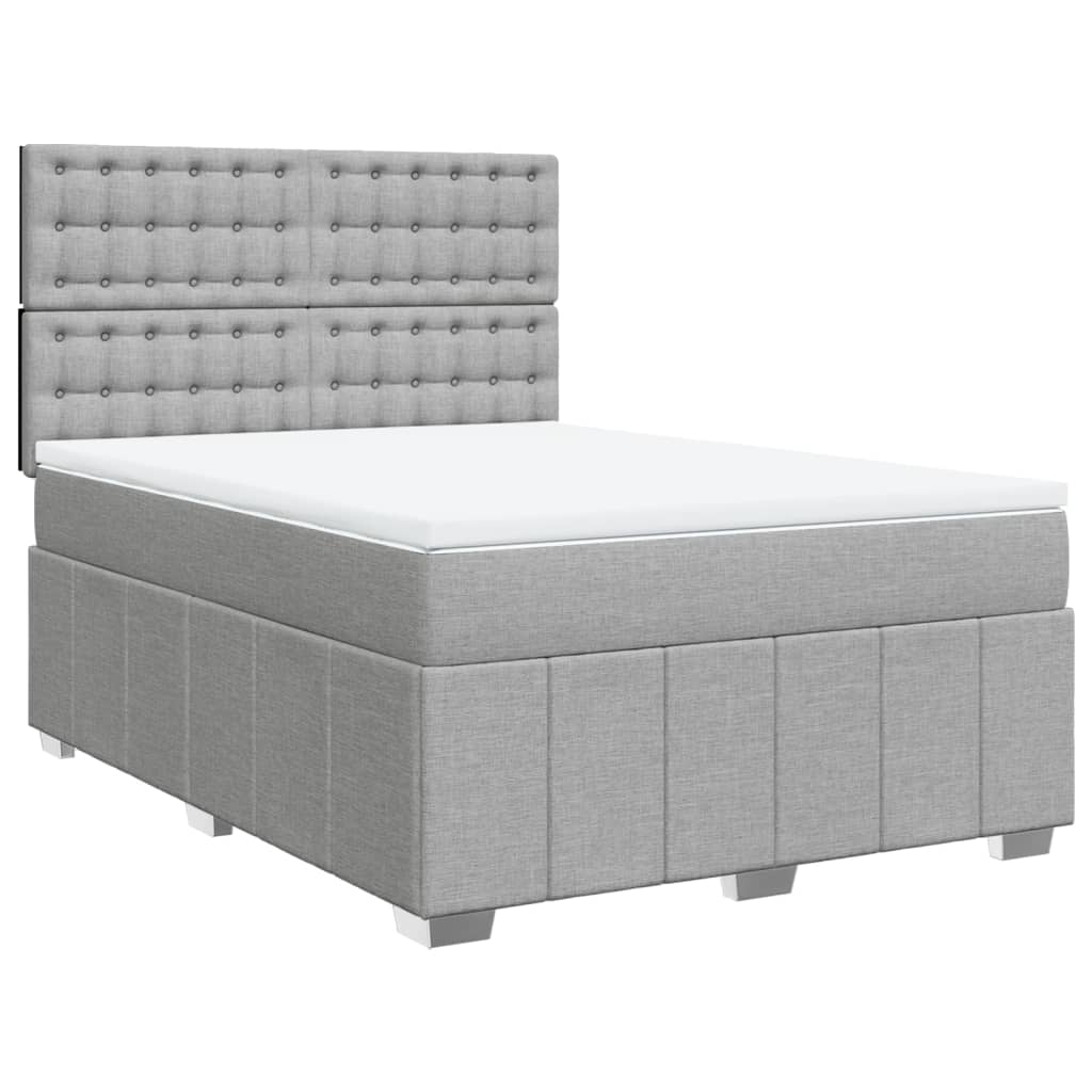 Krevet box spring s madracem svjetlosivi 140x200 cm od tkanine