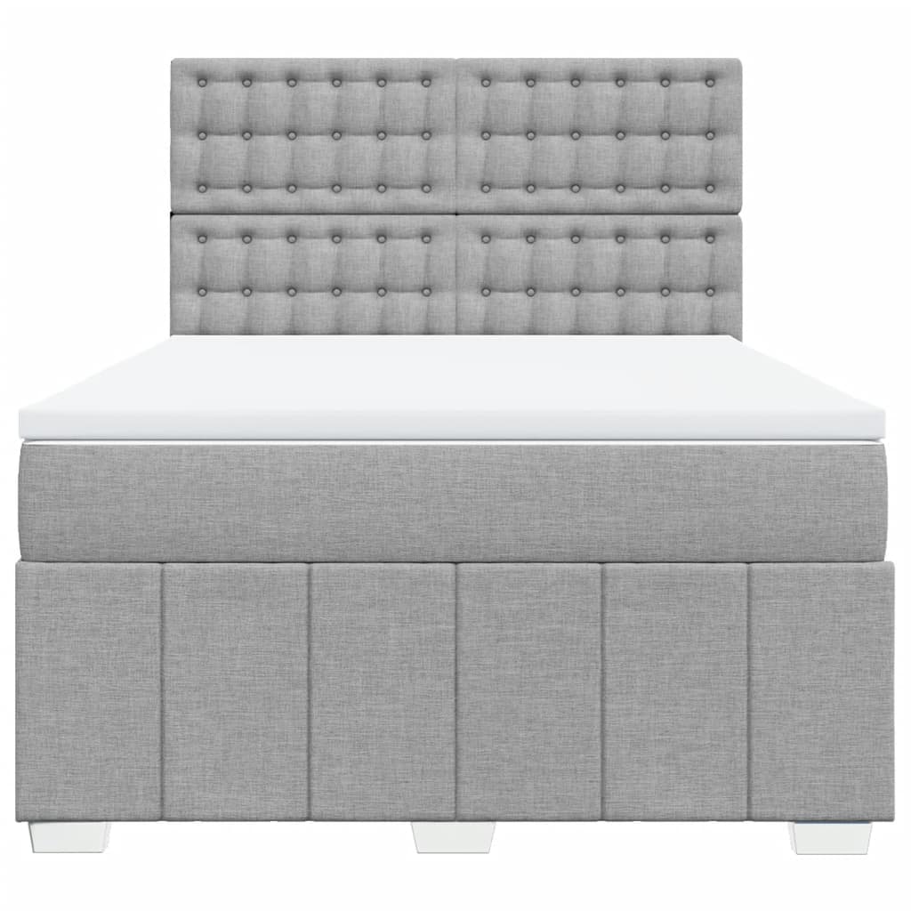 Krevet box spring s madracem svjetlosivi 140x200 cm od tkanine