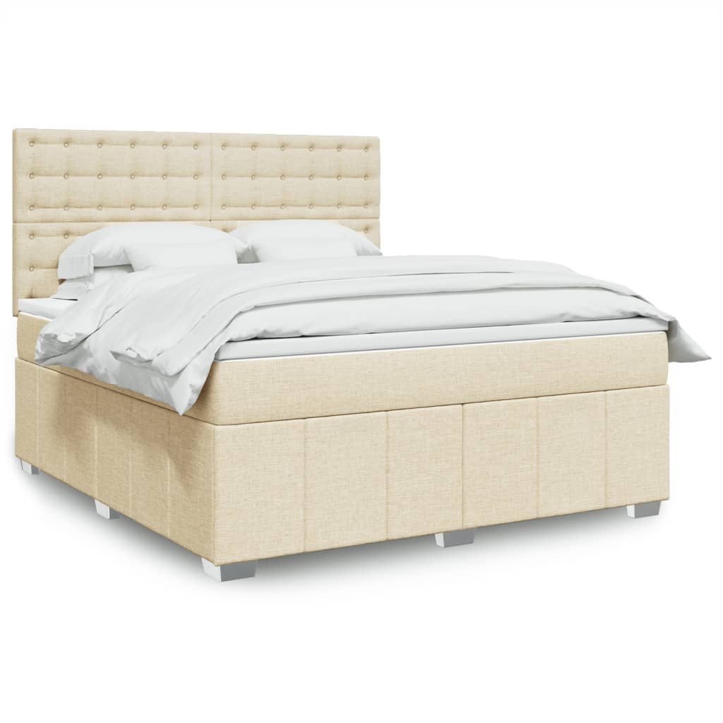 Krevet s oprugama i madracem krem 180x200 cm od tkanine