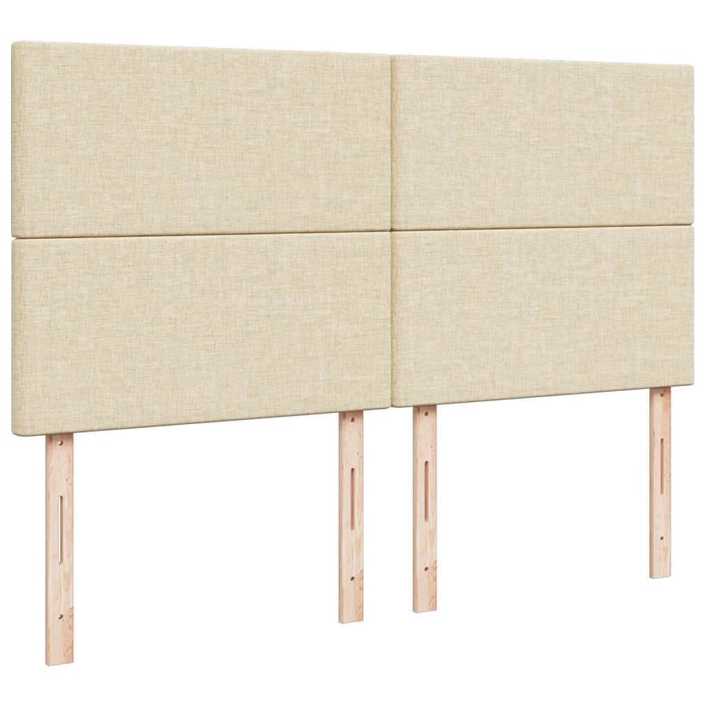 Krevet s oprugama i madracem krem 200 x 200 cm od tkanine