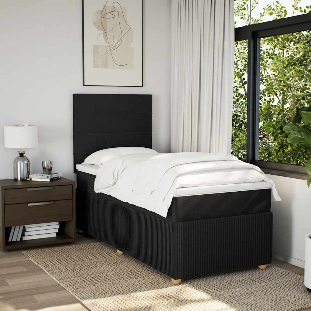 Box spring krevet s madracem crni 90x190 cm od tkanine