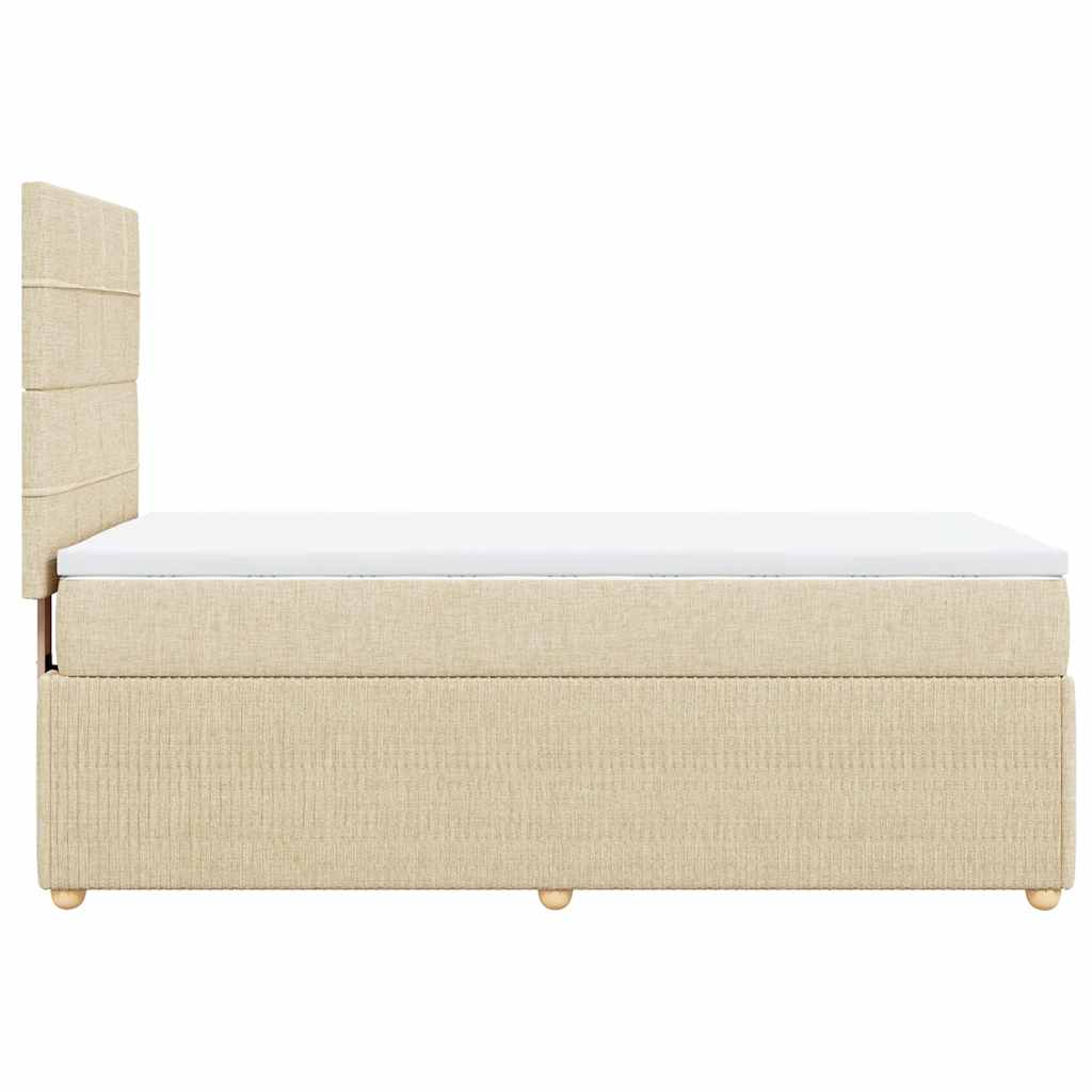 Krevet s oprugama i madracem krem 90 x 200 cm od tkanine