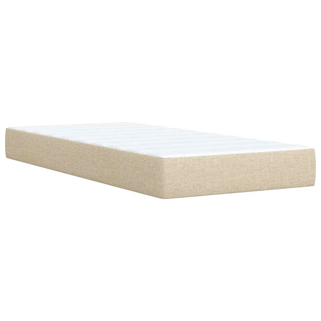 Krevet s oprugama i madracem krem 90 x 200 cm od tkanine
