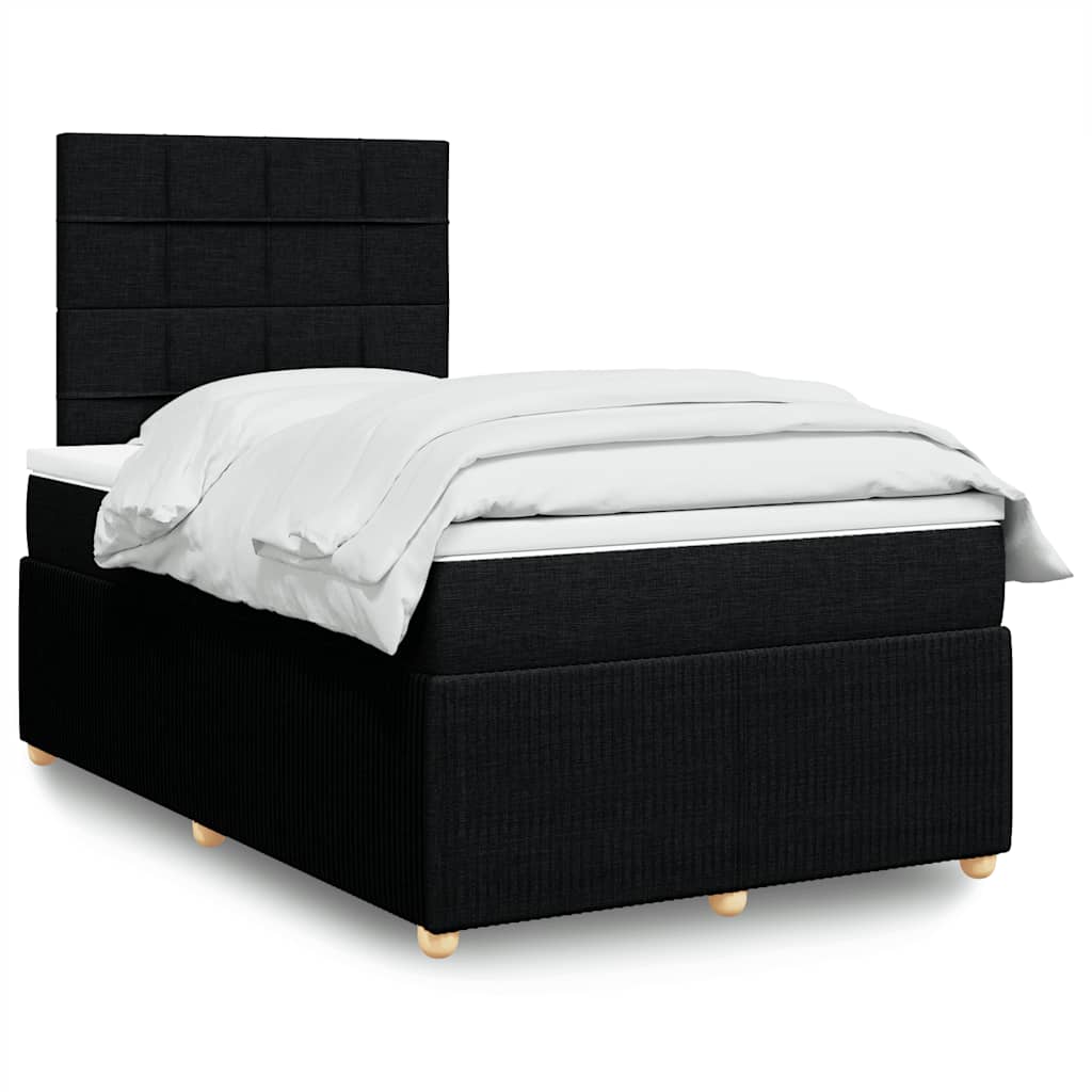 Krevet box spring s madracem crni 120 x 190 cm od tkanine