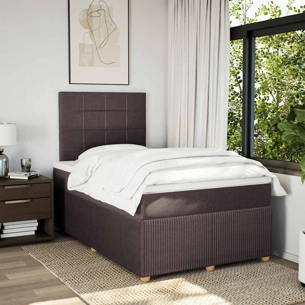 Krevet box spring s madracem tamnosmeđi 120 x 190 cm od tkanine