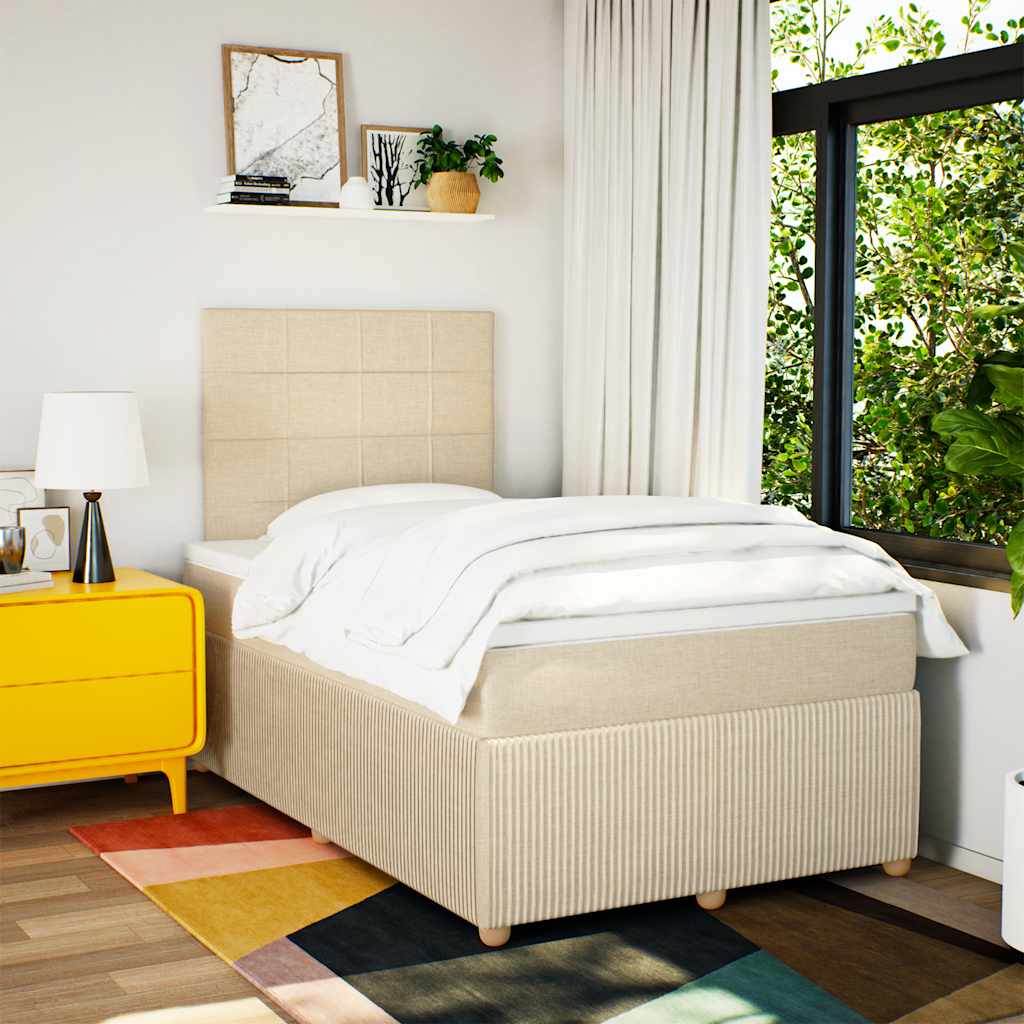 Krevet box spring s madracem krem 120 x 190 cm od tkanine