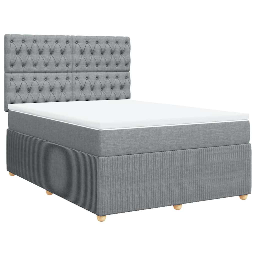 Krevet box spring s madracem svjetlosiva 160x200 cm tkanina