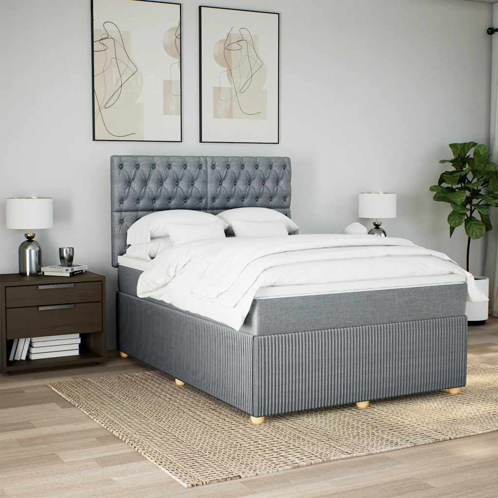 Krevet box spring s madracem svjetlosiva 160x200 cm tkanina