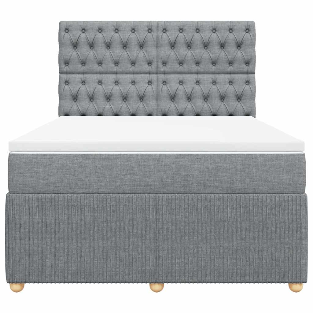 Krevet box spring s madracem svjetlosiva 160x200 cm tkanina