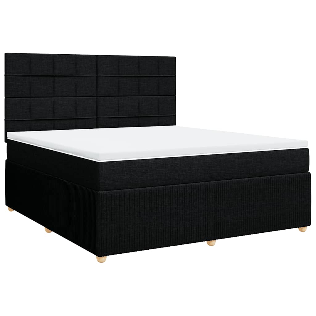 Krevet s oprugama i madracem crni 180x200 cm od tkanine