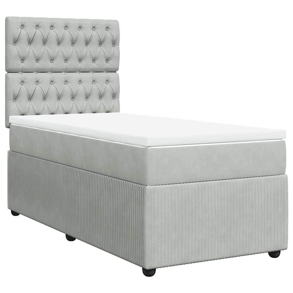 Box spring krevet s madracem svjetlosivi 80 x 200 cm baršunasti