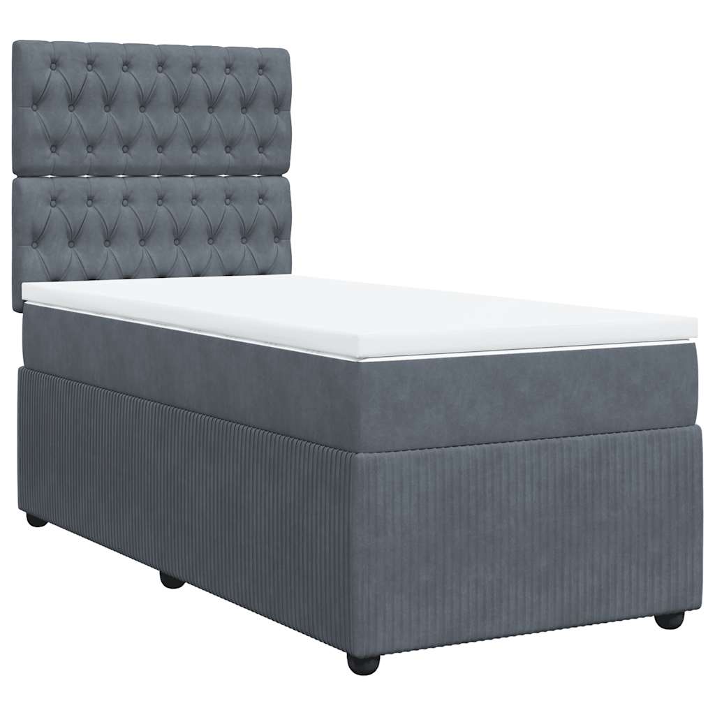 Box spring krevet s madracem tamnosivi 80 x 200 cm baršunasti