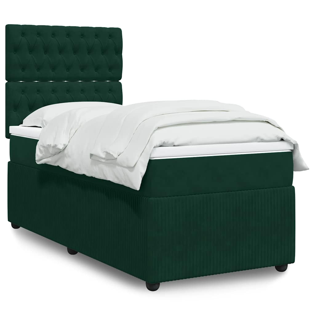 Box spring krevet s madracem tamnozeleni 80 x 200 cm baršunasti