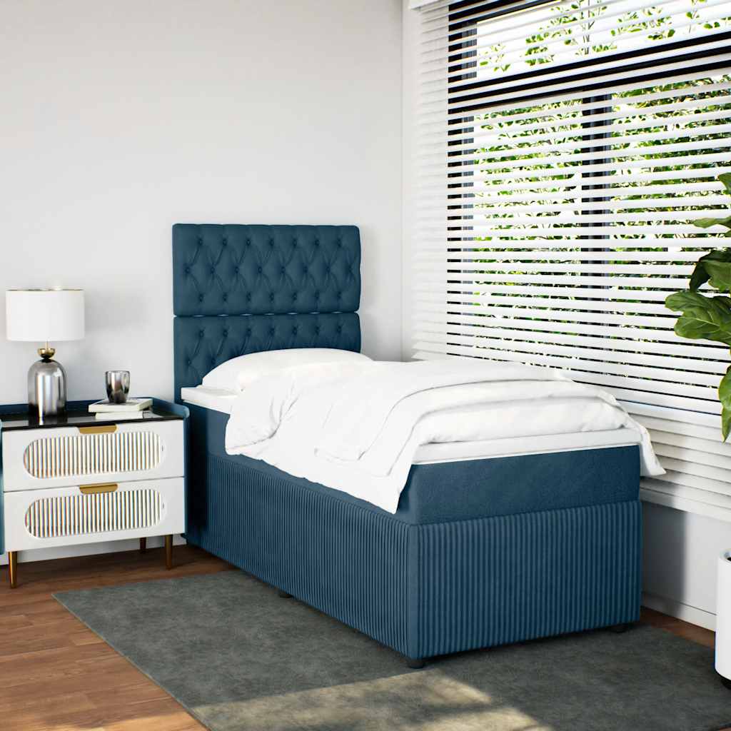 Box spring krevet s madracem tamnoplavi 80 x 200 cm baršunasti