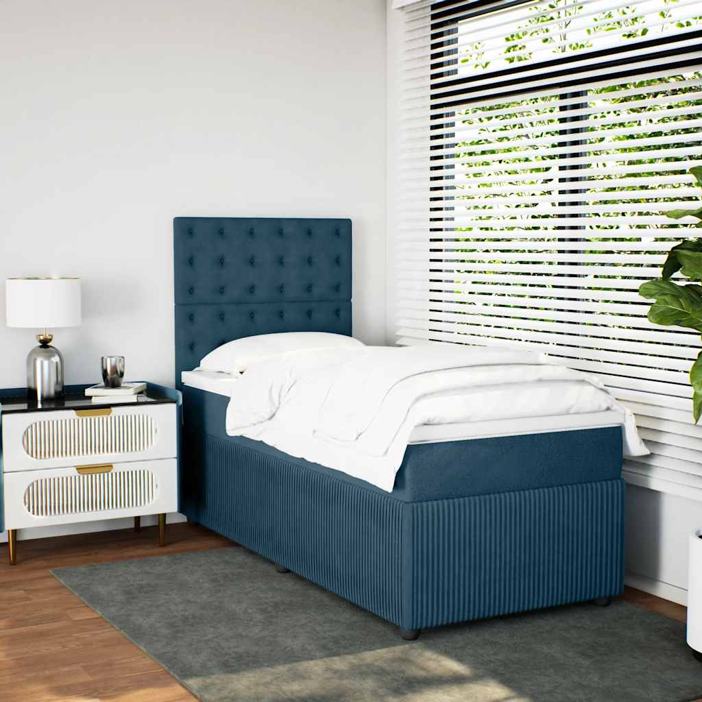Box spring krevet s madracem tamnoplavi 80 x 200 cm baršunasti