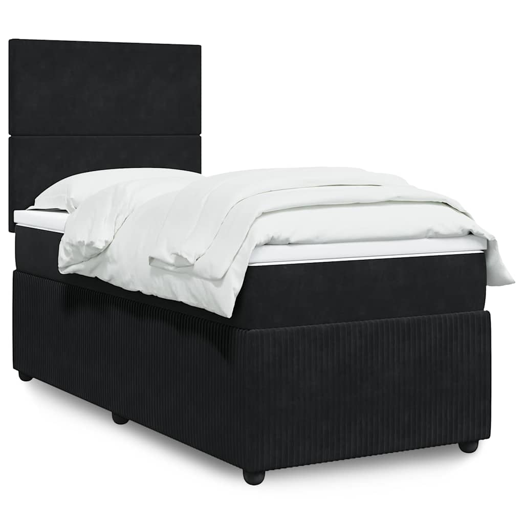 Box spring krevet s madracem tamnoplavi baršunasti