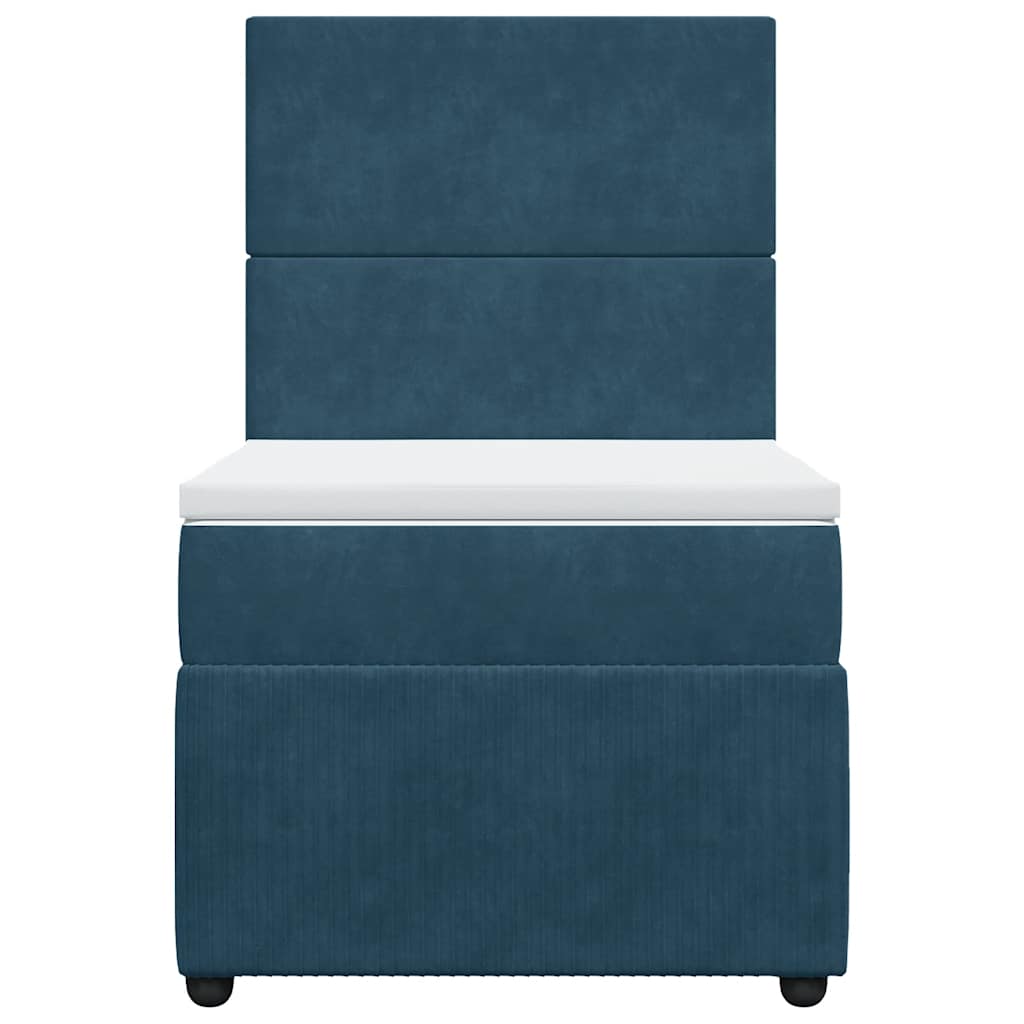 Box spring krevet s madracem tamnoplavi 90x190 cm baršunasti