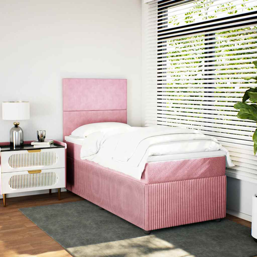 Box spring krevet s madracem ružičasti 90x190 cm baršunasti