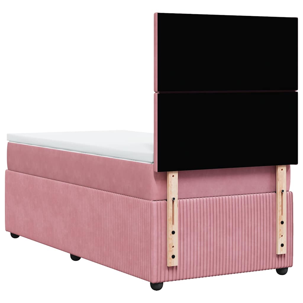 Box spring krevet s madracem ružičasti 90x190 cm baršunasti