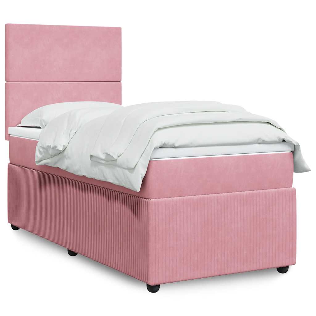 Box spring krevet s madracem ružičasti 90x190 cm baršunasti