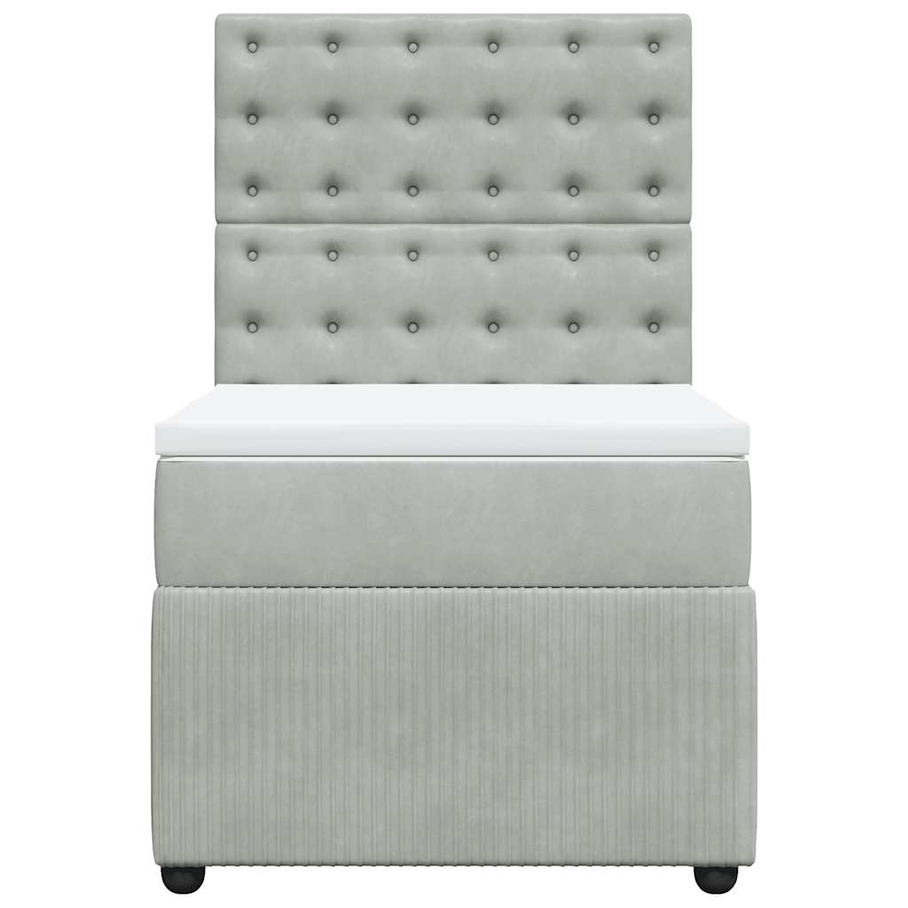Box spring krevet s madracem svjetlosivi 90x190 cm baršunasti