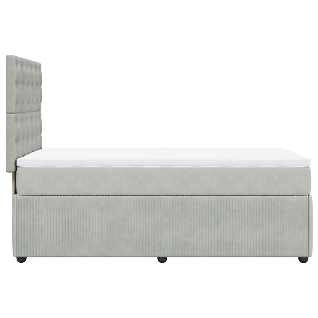 Box spring krevet s madracem svjetlosivi 90x190 cm baršunasti