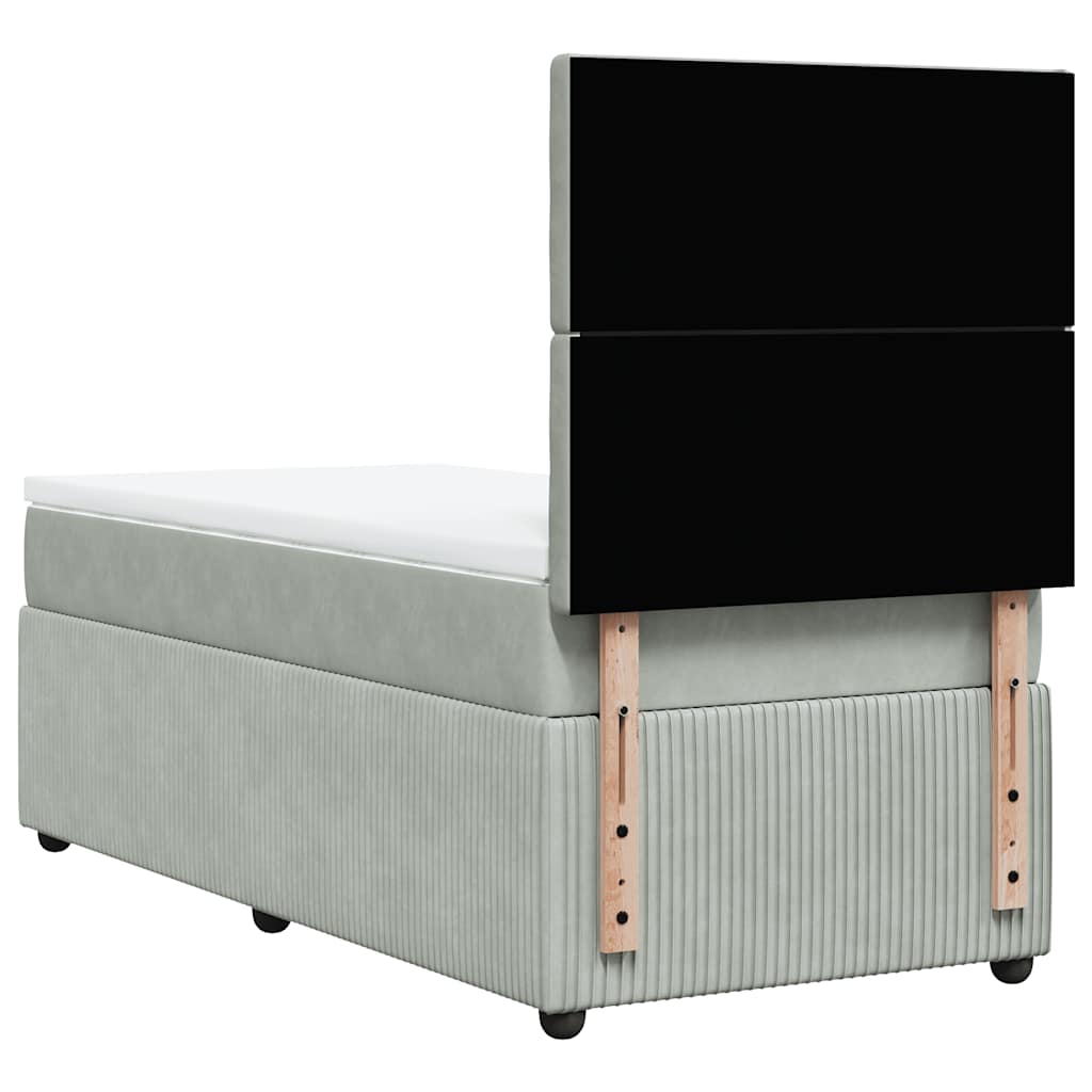 Box spring krevet s madracem svjetlosivi 90x190 cm baršunasti