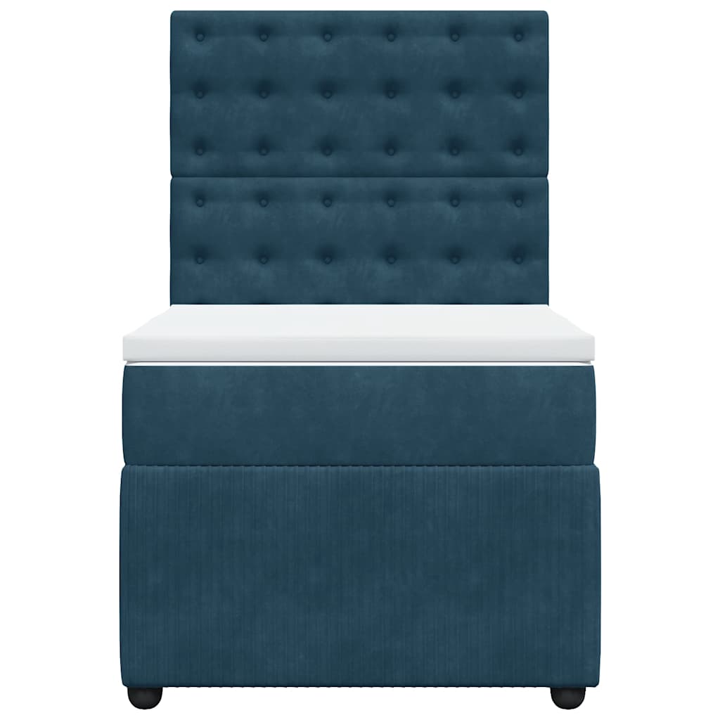 Box spring krevet s madracem tamnoplavi 90x190 cm baršunasti