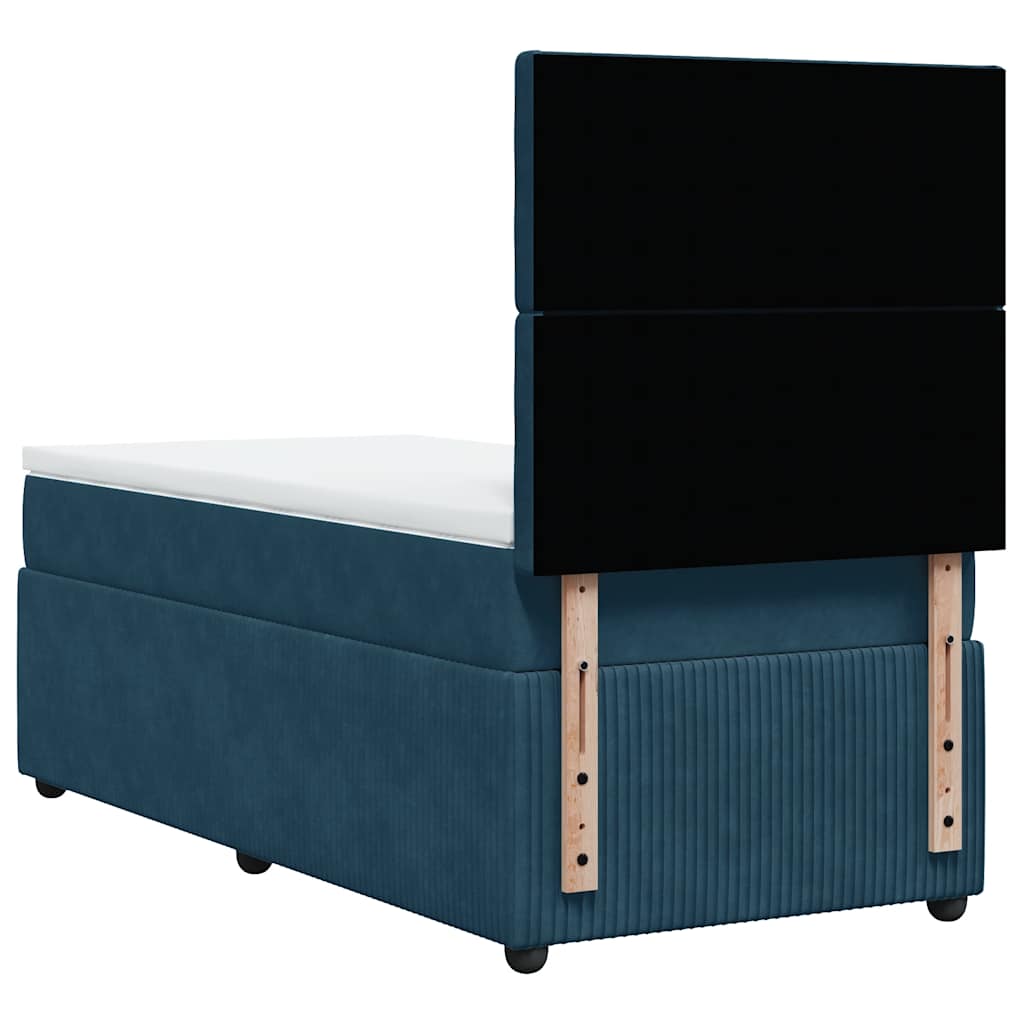 Box spring krevet s madracem tamnoplavi 90x190 cm baršunasti