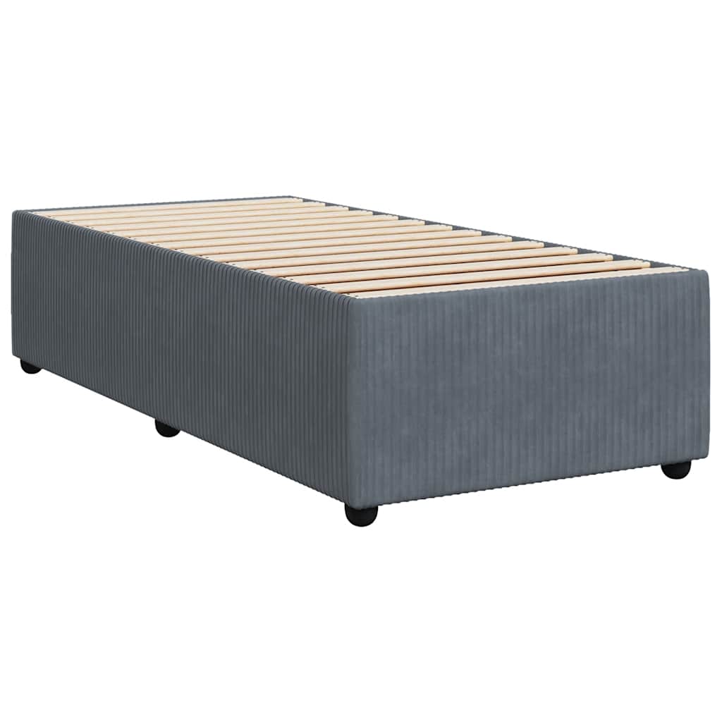 Box spring krevet s madracem tamnosivi 90x200 cm baršunasti