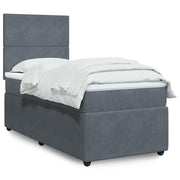 Box spring krevet s madracem tamnosivi 90x200 cm baršunasti