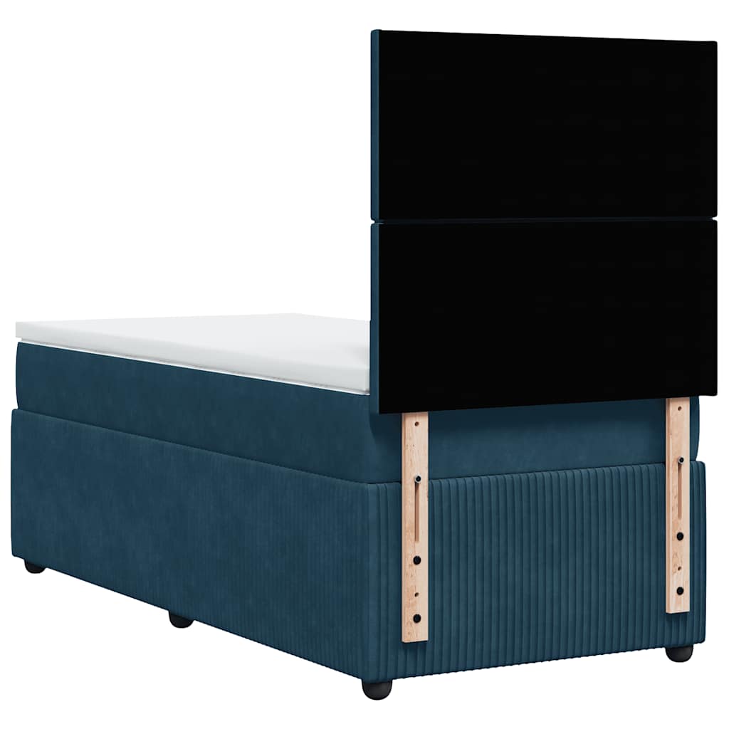 Box spring krevet s madracem tamnoplavi 90x200 cm baršunasti