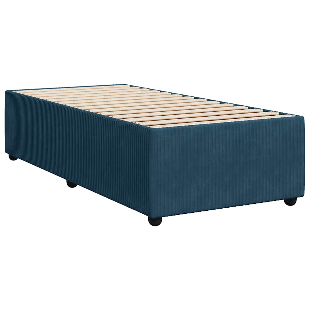 Box spring krevet s madracem tamnoplavi 90x200 cm baršunasti