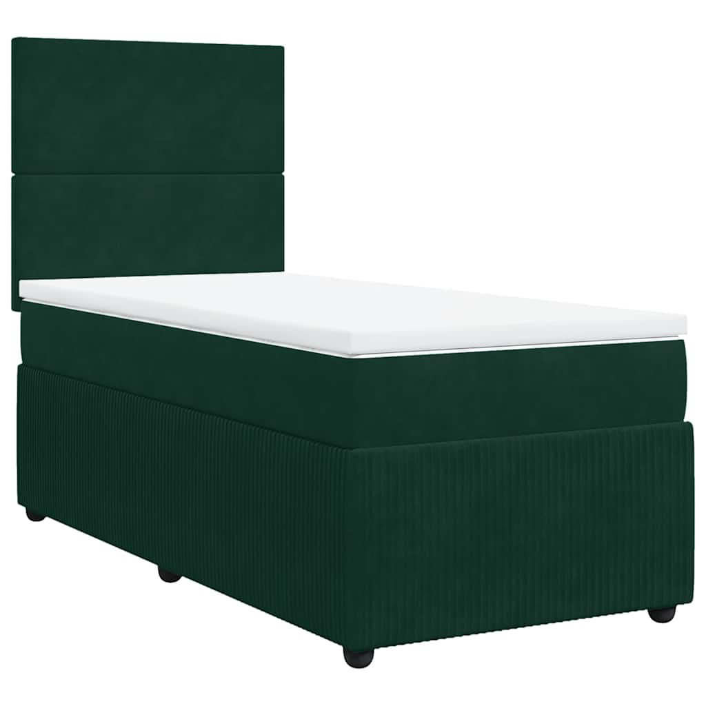 Box spring krevet s madracem tamnozeleni 90x200 cm baršunasti