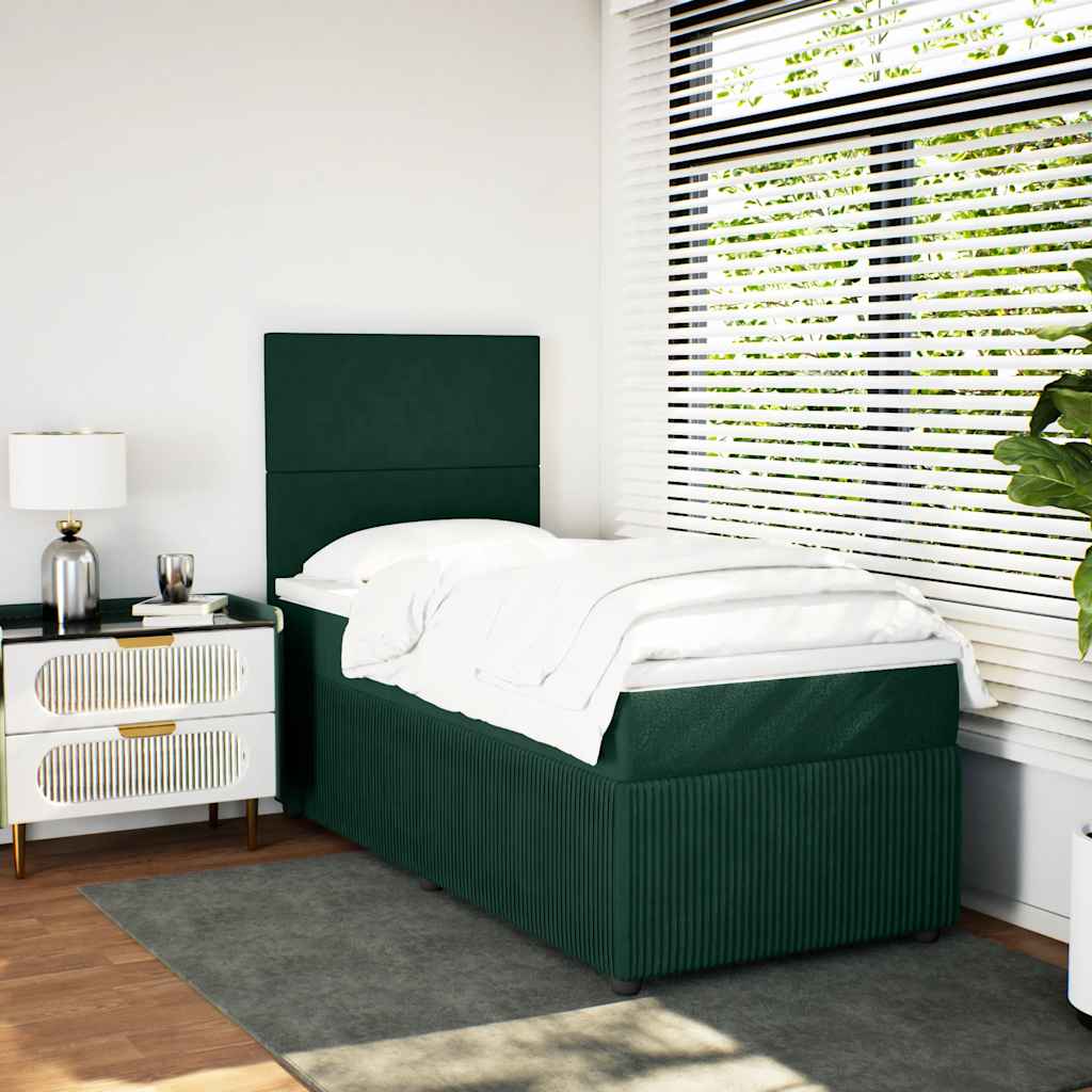 Box spring krevet s madracem tamnozeleni 90x200 cm baršunasti