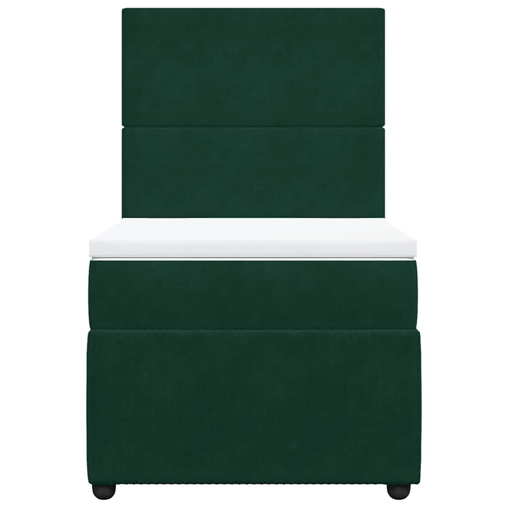 Box spring krevet s madracem tamnozeleni 90x200 cm baršunasti