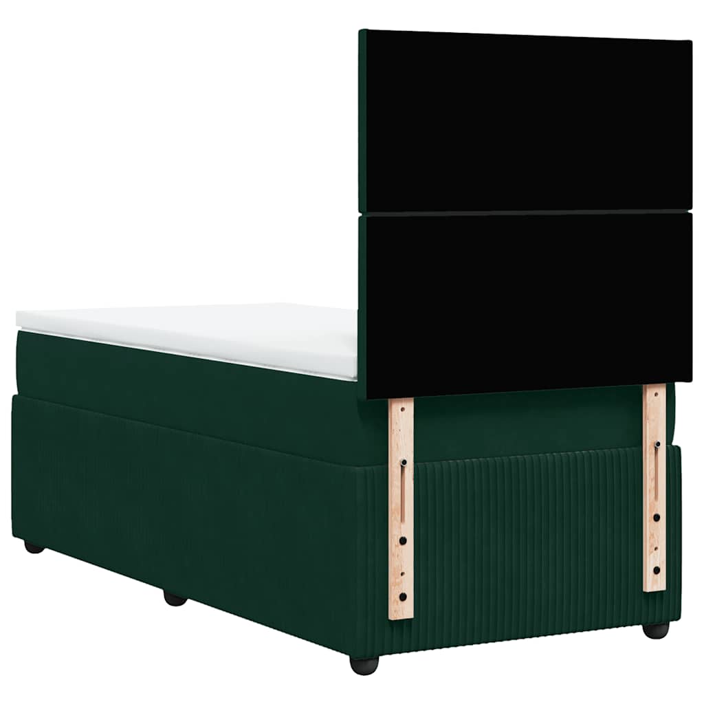 Box spring krevet s madracem tamnozeleni 90x200 cm baršunasti