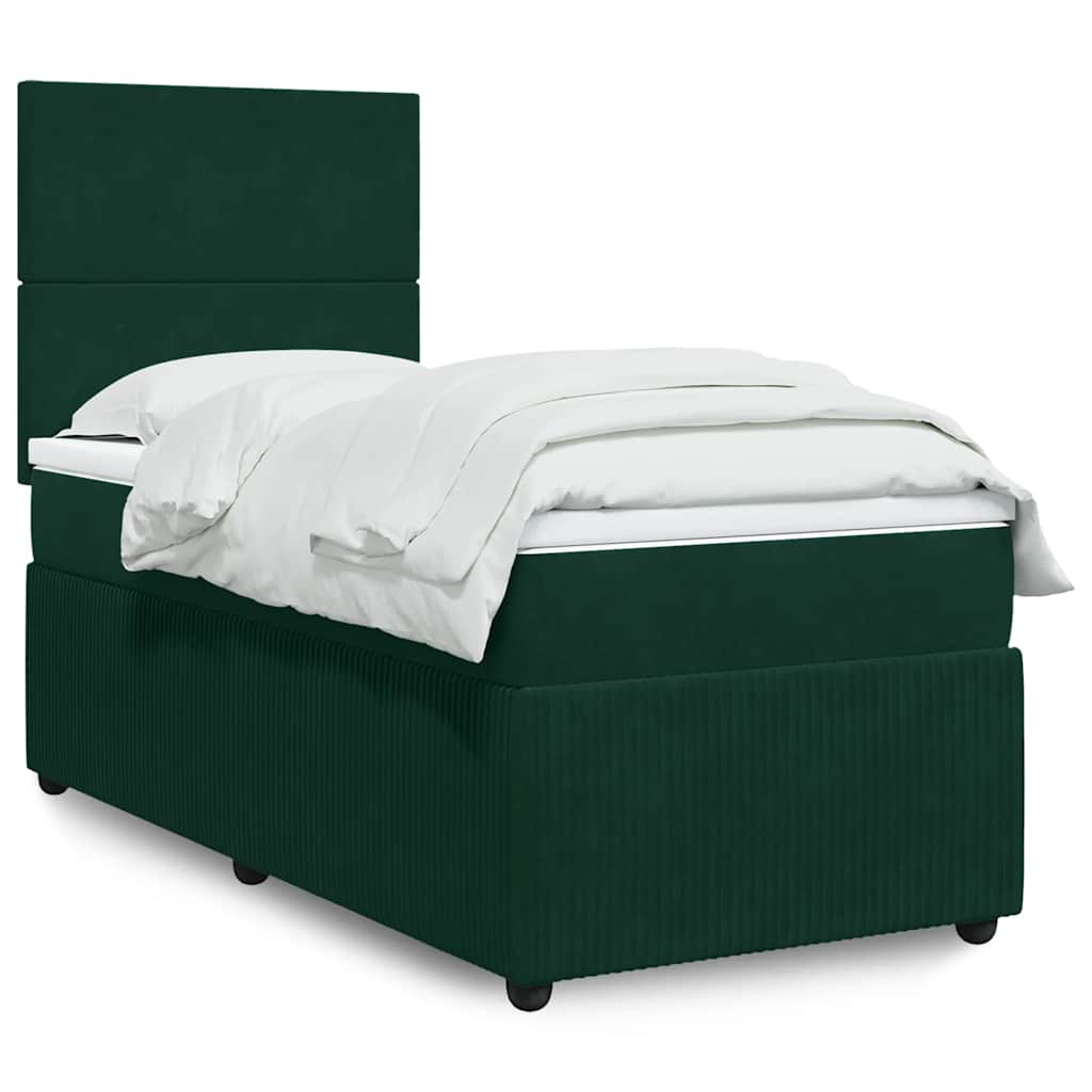 Box spring krevet s madracem tamnozeleni 90x200 cm baršunasti
