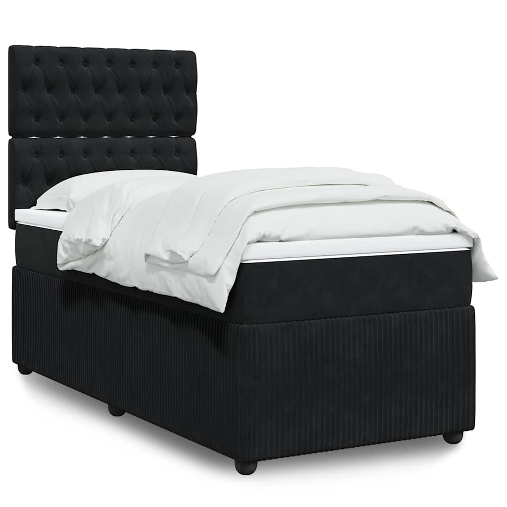Box spring krevet s madracem crni 90x200 cm baršunasti
