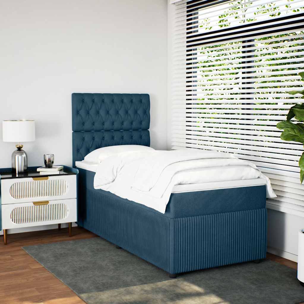 Box spring krevet s madracem tamnoplavi 90x200 cm baršunasti