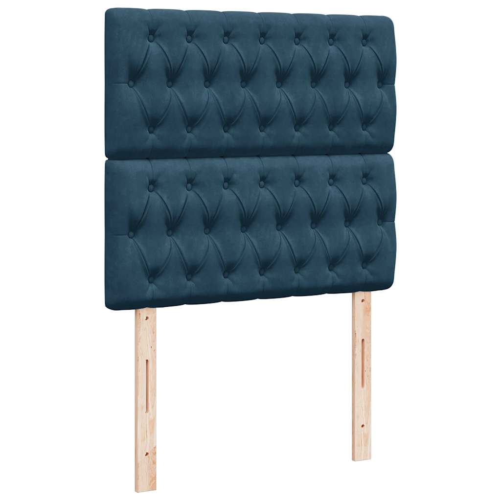 Box spring krevet s madracem tamnoplavi 90x200 cm baršunasti