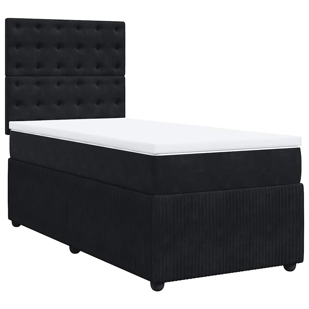 Box spring krevet s madracem crni 90x200 cm baršunasti