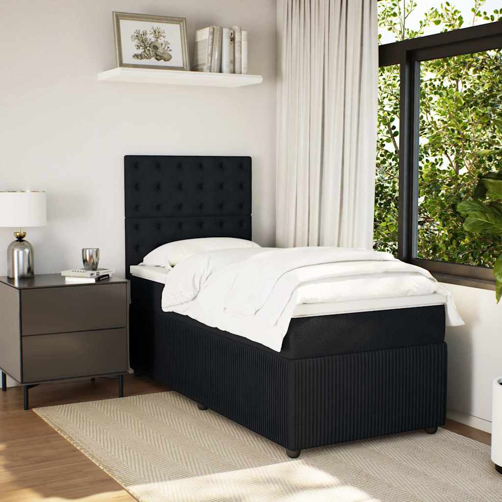 Box spring krevet s madracem crni 90x200 cm baršunasti