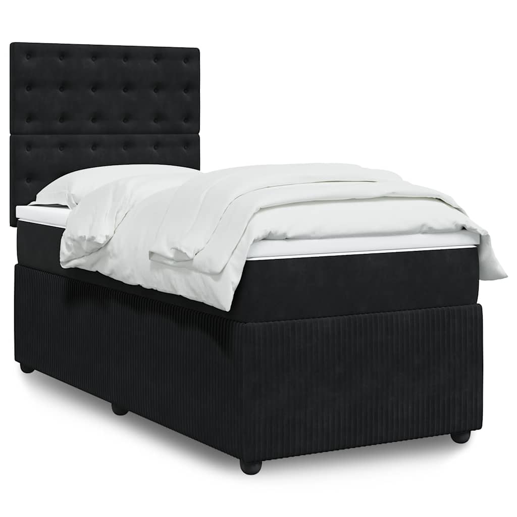 Box spring krevet s madracem crni 90x200 cm baršunasti
