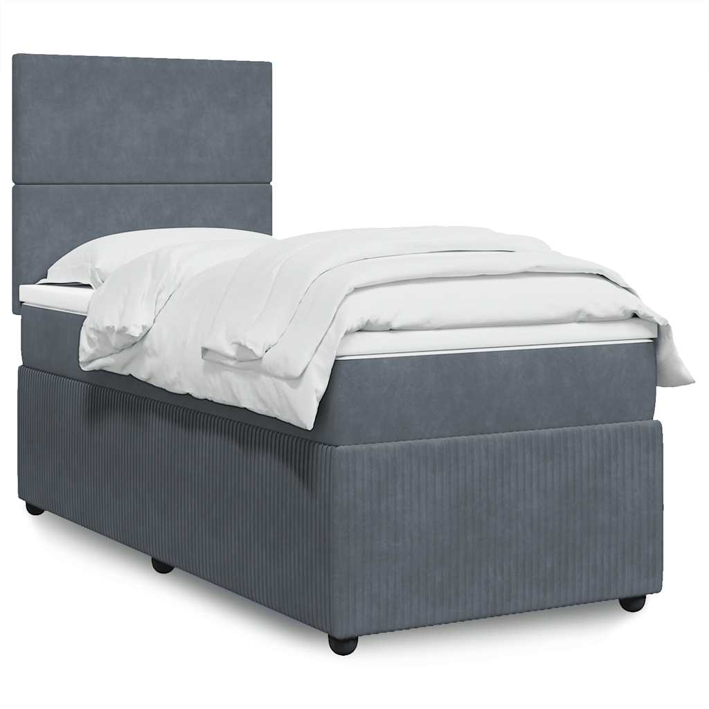 Box spring krevet s madracem tamnosivi 100x200 cm baršunasti