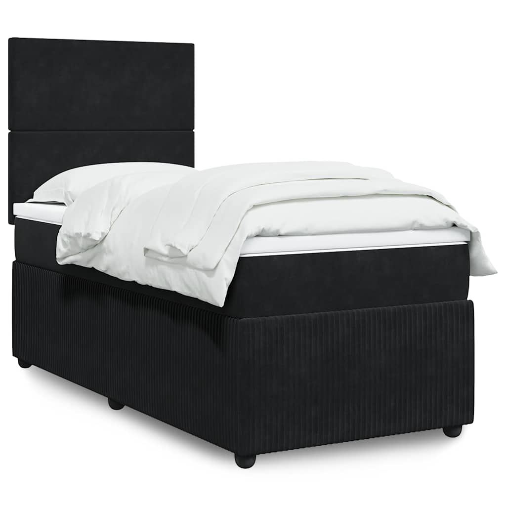 Box spring krevet s madracem tamnoplavi baršunasti