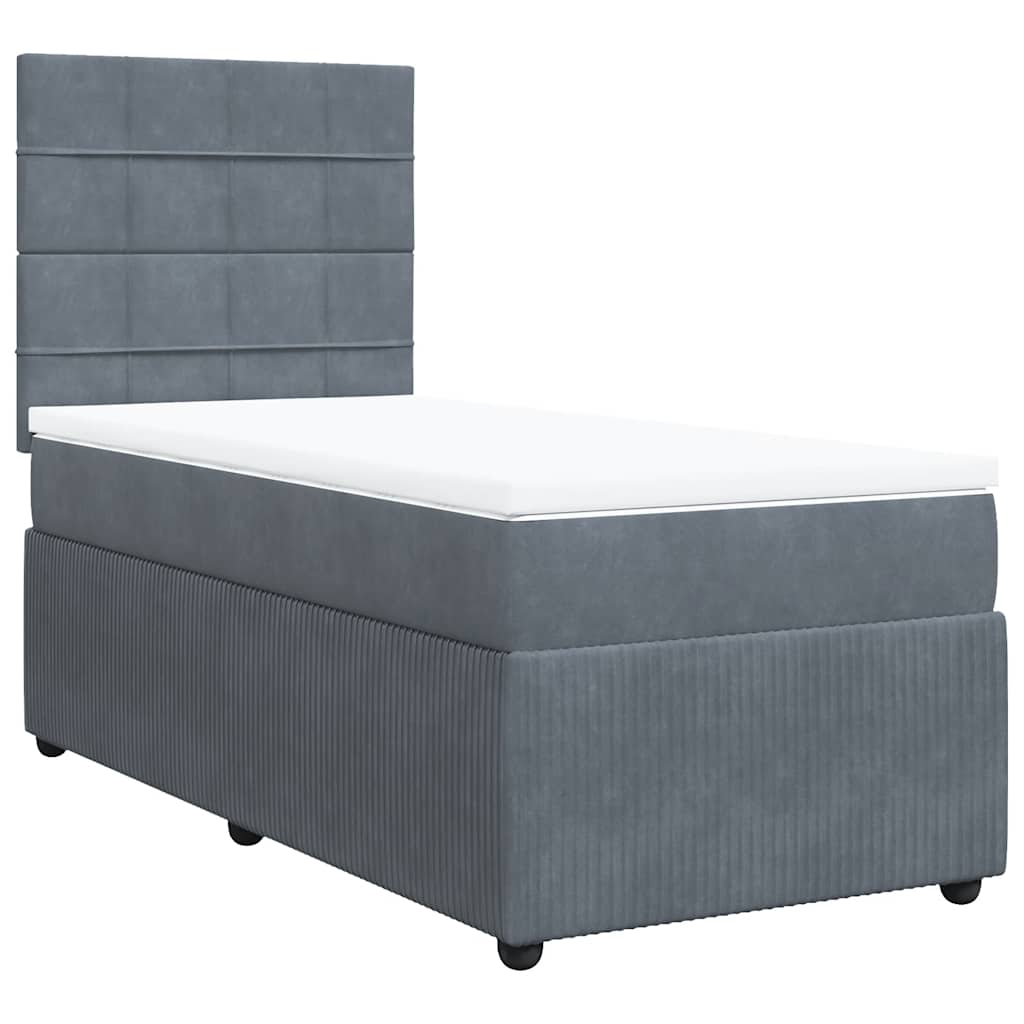 Box spring krevet s madracem tamnosivi 100x200 cm baršunasti